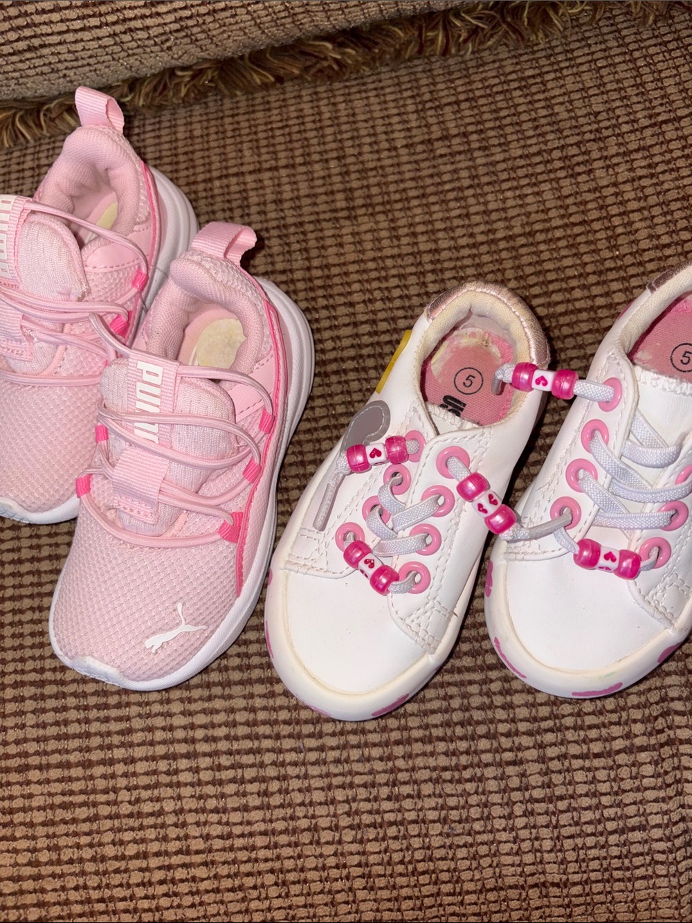 Lot of 2 Puma Kids Pink and White Sneakers and Us Sports Size C5